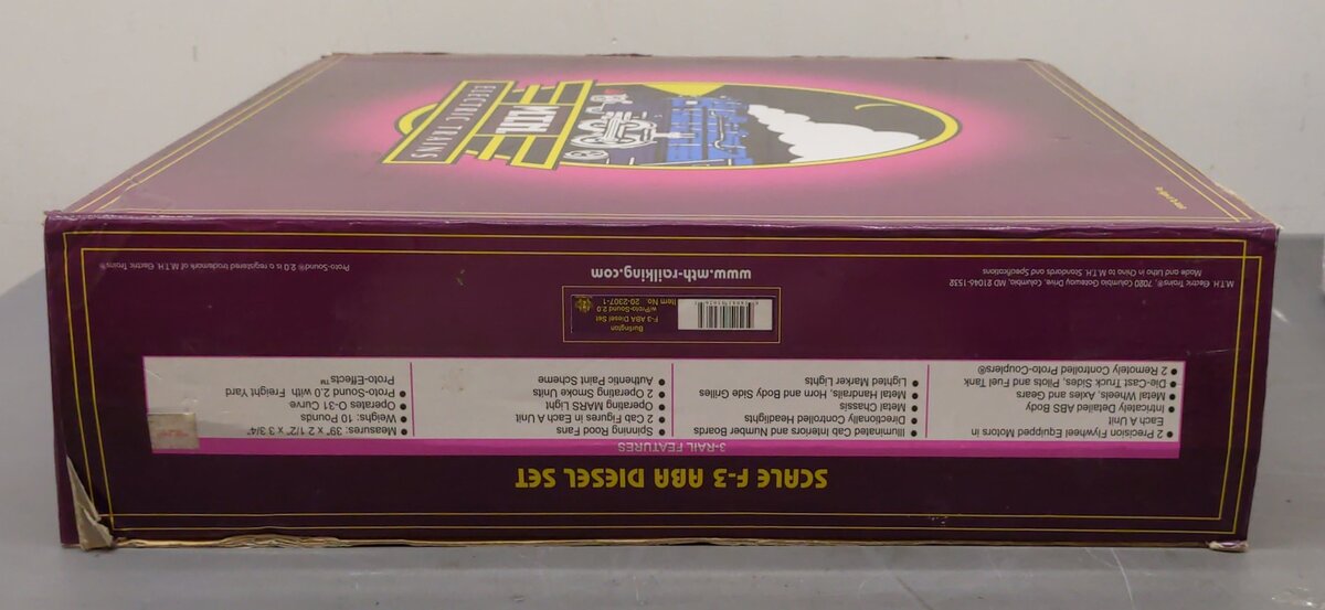 MTH 20-2307-1 O Gauge Burlington F3 ABA Diesel Engine Set #162/162C w/PS2 LN/Box