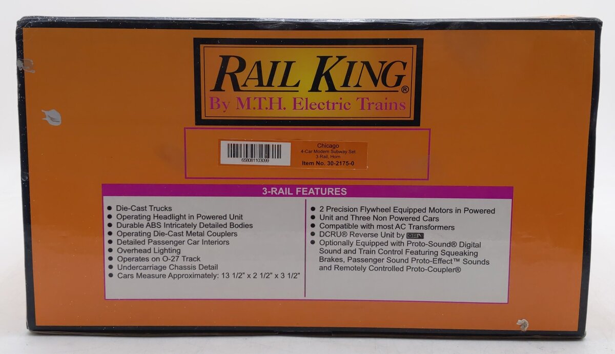 MTH 30-2175-0 O Gauge Chicago Transit Authority Modern Subway Car #3226 EX/Box