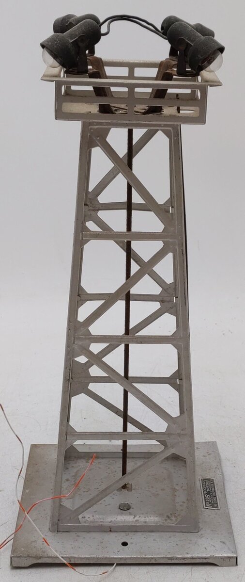 Lionel 395 Vintage O Metal Aluminum 4-Light Floodlight Tower VG
