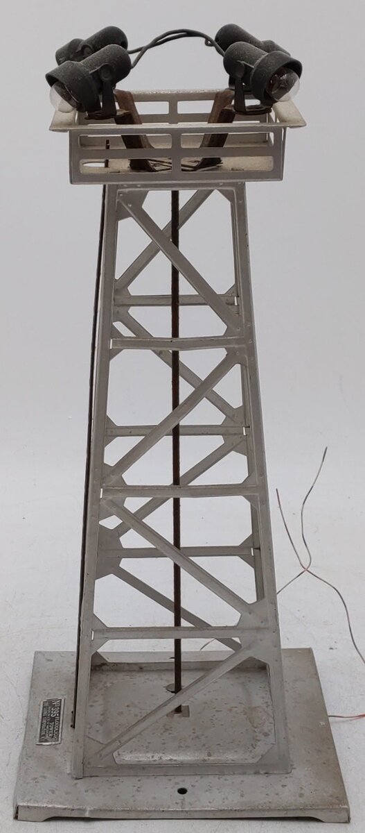 Lionel 395 Vintage O Metal Aluminum 4-Light Floodlight Tower VG