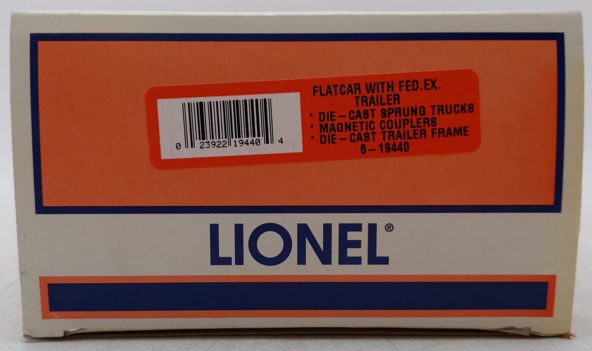Lionel 6-19440 O Gauge Flatcar with FedEx Trailer #6424 EX/Box