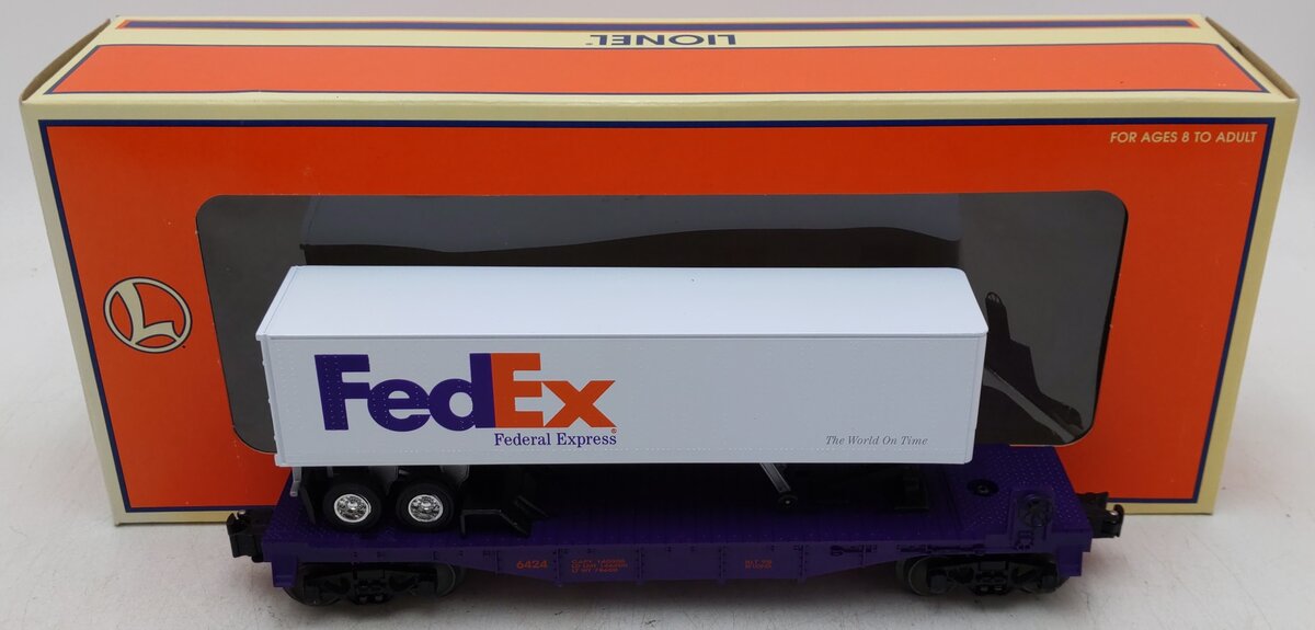 Lionel 6-19440 O Gauge Flatcar with FedEx Trailer #6424 EX/Box
