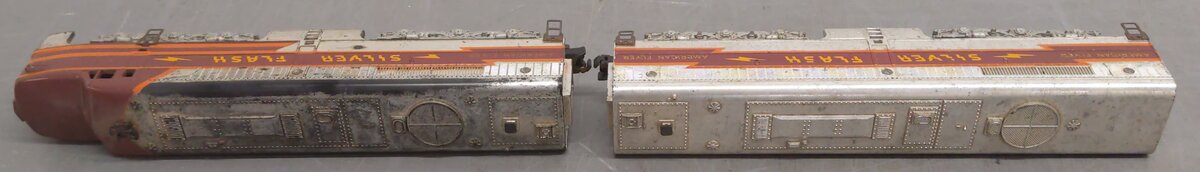 American Flyer 477 & 478 Vintage S Silver Flash PAB Diesel Locomotive Set VG