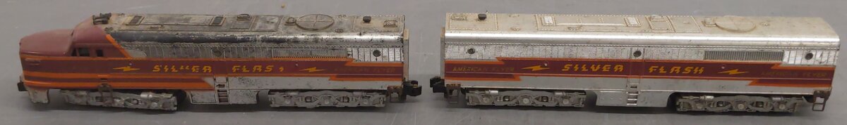 American Flyer 477 & 478 Vintage S Silver Flash PAB Diesel Locomotive Set VG