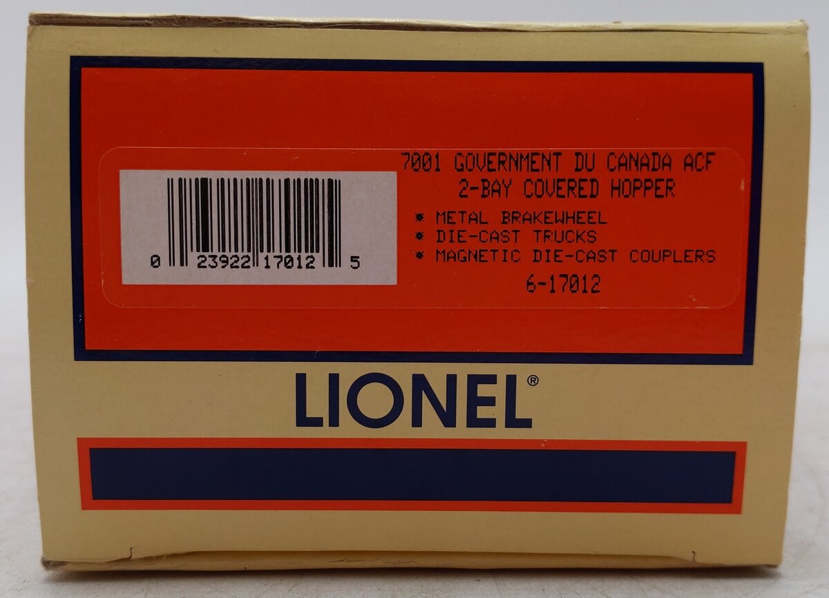 Lionel 6-17012 O Government du Canada ACF 2-Bay Covered Hopper #7001 VG/Box