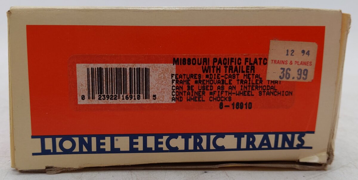 Lionel 6-16910 O Gauge Missouri Pacific Flatcar with Trailer EX/Box