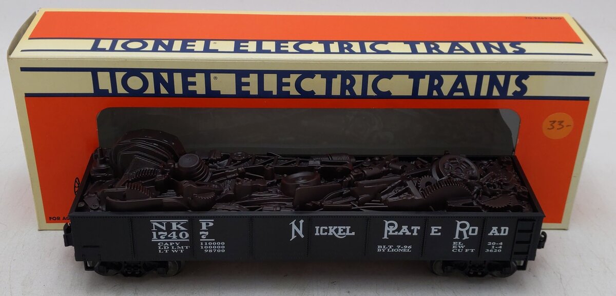 Lionel 6-17407 O Gauge Nickel Plate Road Gondola #17407 w/ Scrap Load EX/Box