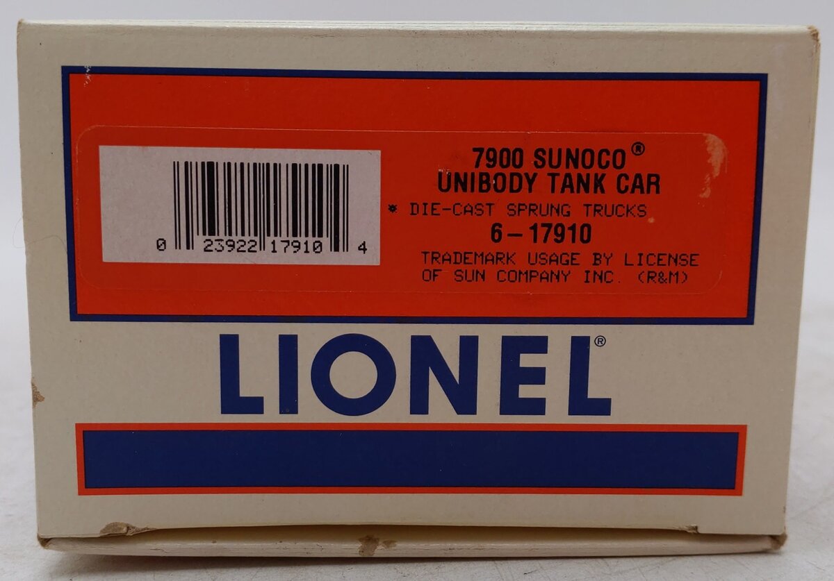 Lionel 6-17910 O Gauge Sunoco Unibody Tank Car #7900 VG/Box