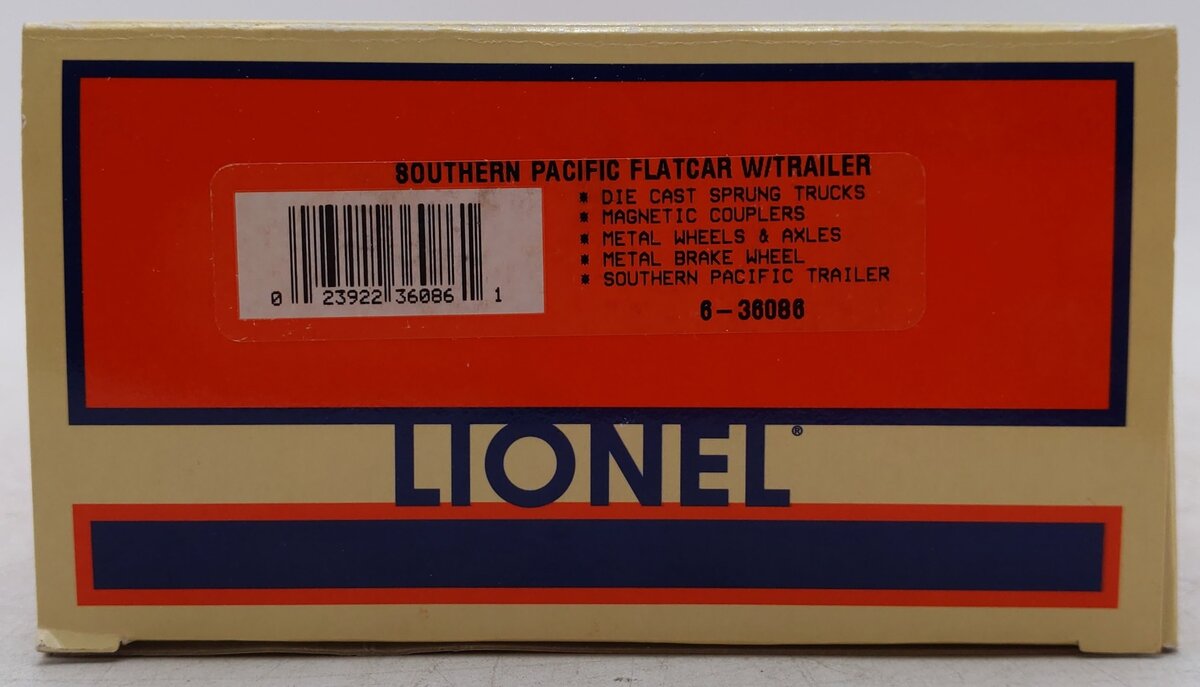 Lionel 6-36086 O Gauge Southern Pacific Flatcar #3181 with Trailer EX/Box