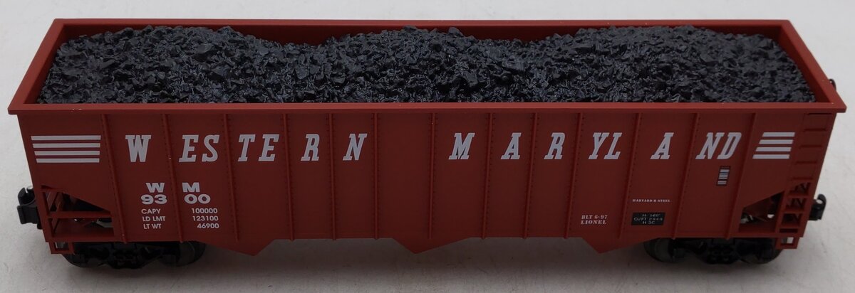 Lionel 6-17129 O Gauge Western Maryland 3-Bay Hopper Car w/Coal Load #9300 EX/Box