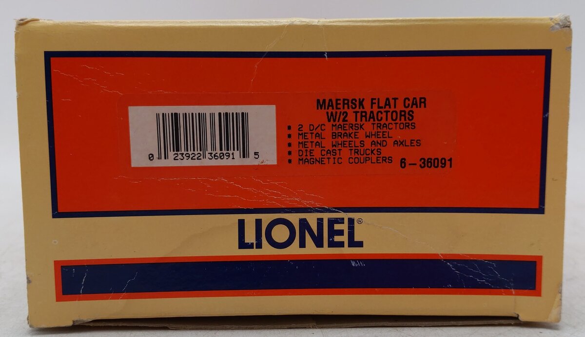 Lionel 6-36091 O Gauge Maersk Flat Car #250129 w/ 2 Diecast Tractors EX/Box