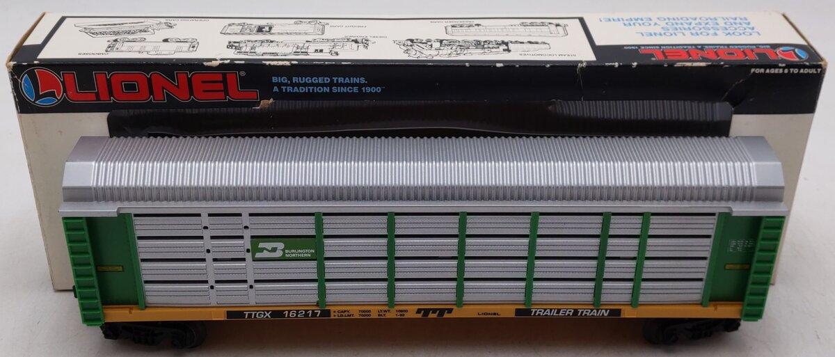 Lionel 6-16217 O Gauge Burlington Northern Auto Carrier with Screens EX/Box