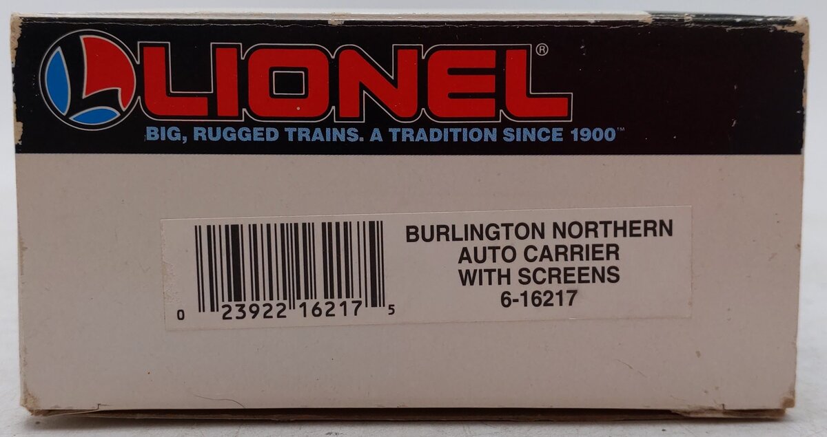 Lionel 6-16217 O Gauge Burlington Northern Auto Carrier with Screens EX/Box