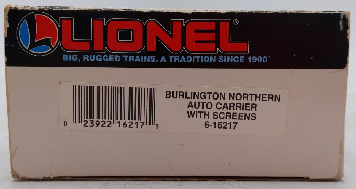 Lionel 6-16217 O Gauge Burlington Northern Auto Carrier with Screens EX/Box