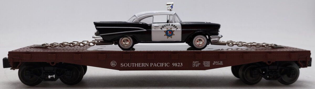 Lionel 6-26906 O Gauge Southern Pacific Flatcar w/ 1957 Chevy Police Car EX/Box