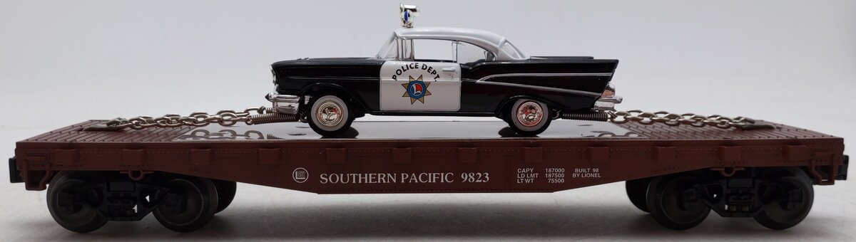 Lionel 6-26906 O Gauge Southern Pacific Flatcar w/ 1957 Chevy Police Car EX/Box