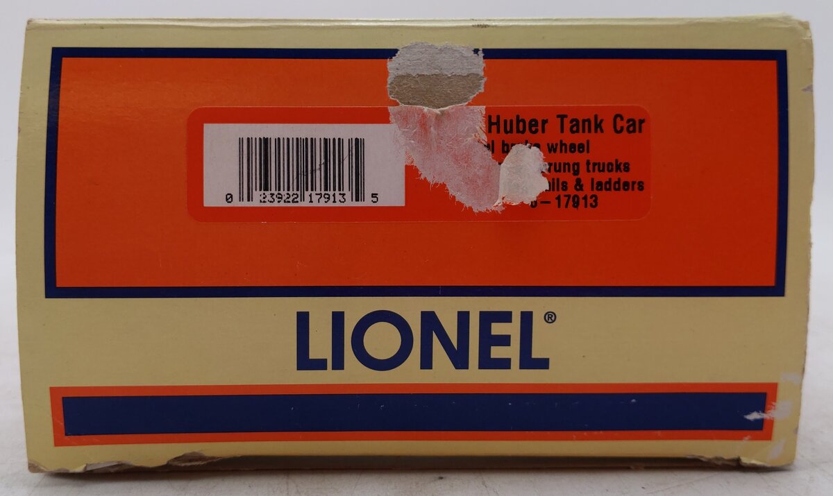 Lionel 6-17913 O Gauge JM Huber Unibody Tank Car #76295 EX/Box