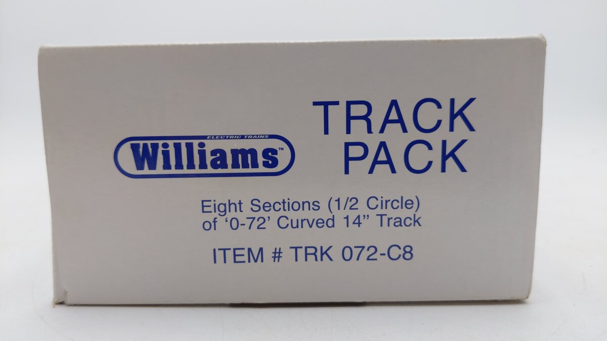 Williams 072-C8 O Gauge 0-72 Curved Track Sections (8) LN/Box