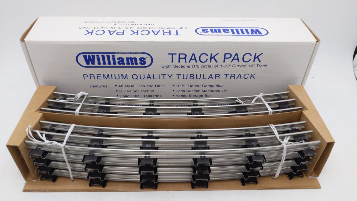 Williams 072-C8 O Gauge 0-72 Curved Track Sections (8) LN/Box