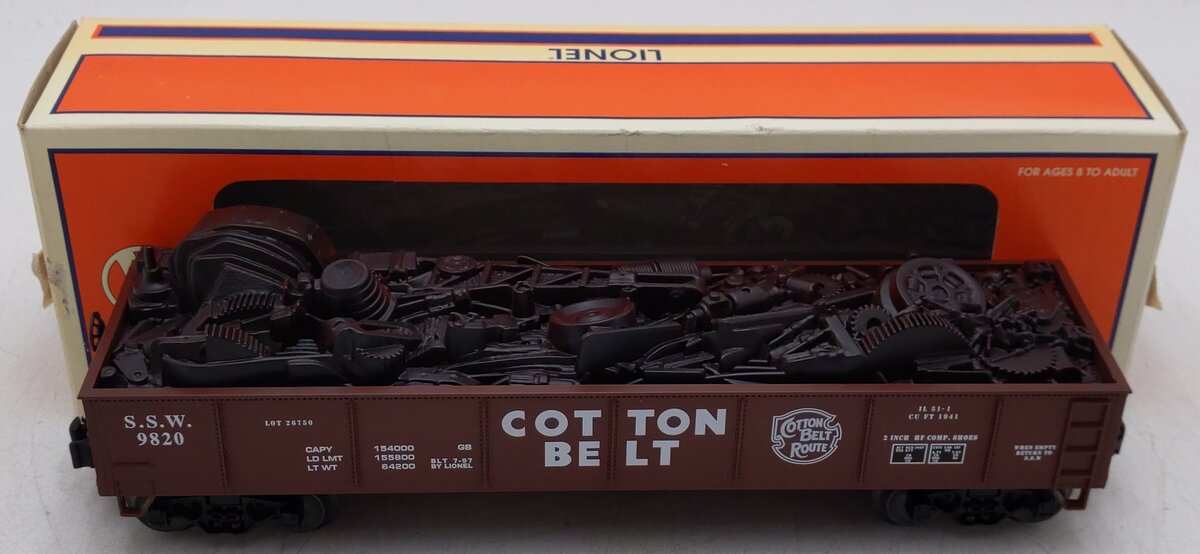 Lionel 6-17408 O Gauge Cotton Belt Gondola with Scrap Load #9820 EX/Box