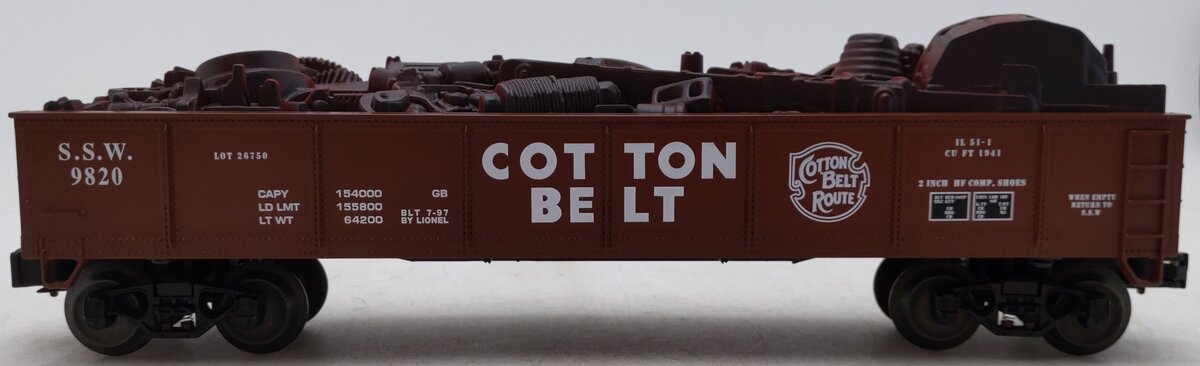 Lionel 6-17408 O Gauge Cotton Belt Gondola with Scrap Load #9820 EX/Box