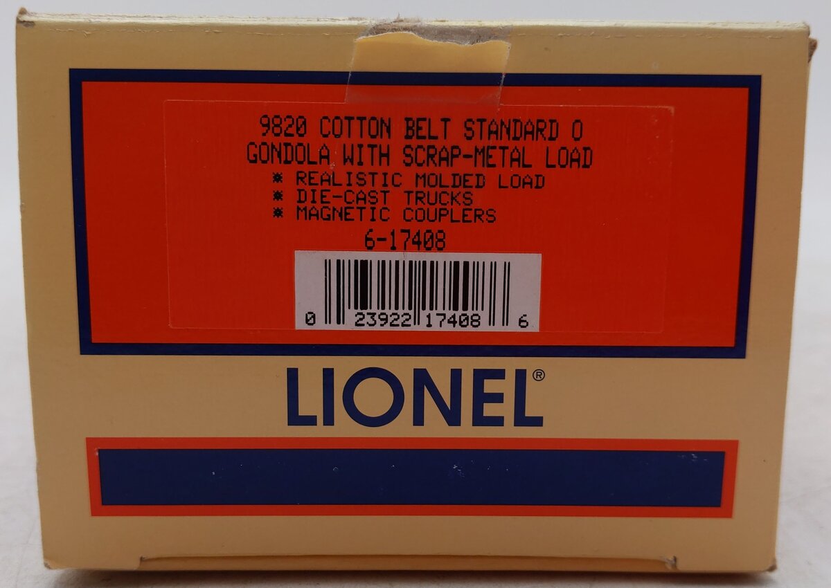Lionel 6-17408 O Gauge Cotton Belt Gondola with Scrap Load #9820 EX/Box