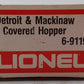 Lionel 6-9119 O Gauge Detroit & Mackinac Covered Hopper EX/Box