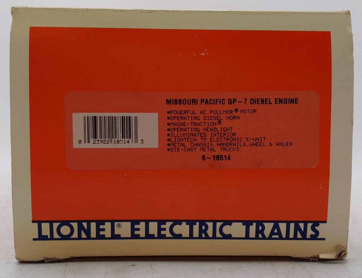 Lionel 6-18514 O Gauge Missouri Pacific GP-7 Powered Diesel Locomotive #4124 EX/Box