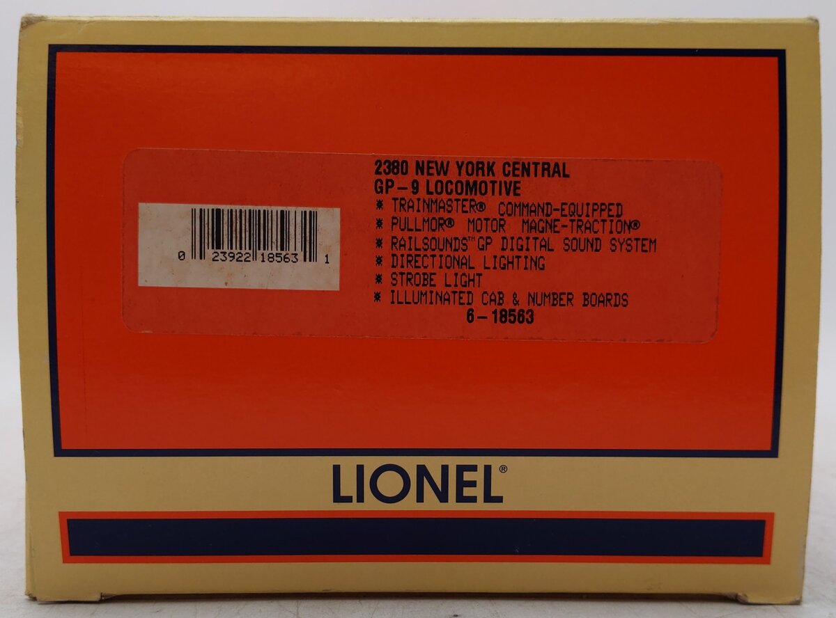 Lionel 6-18563 O Gauge New York Central GP-9 Diesel Locomotive #2380 EX/Box