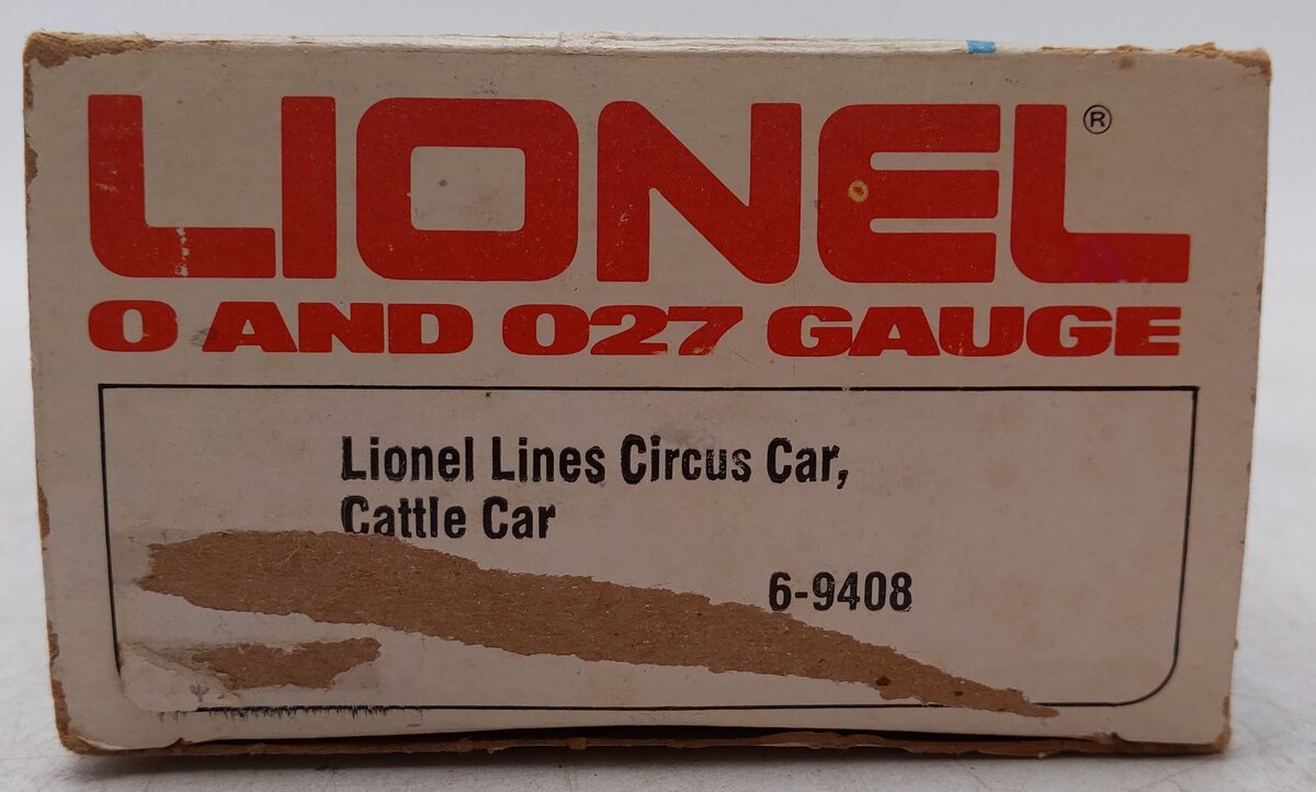 Lionel 6-9408 O Gauge Circus Stock/Animal Car #9408 VG/Box