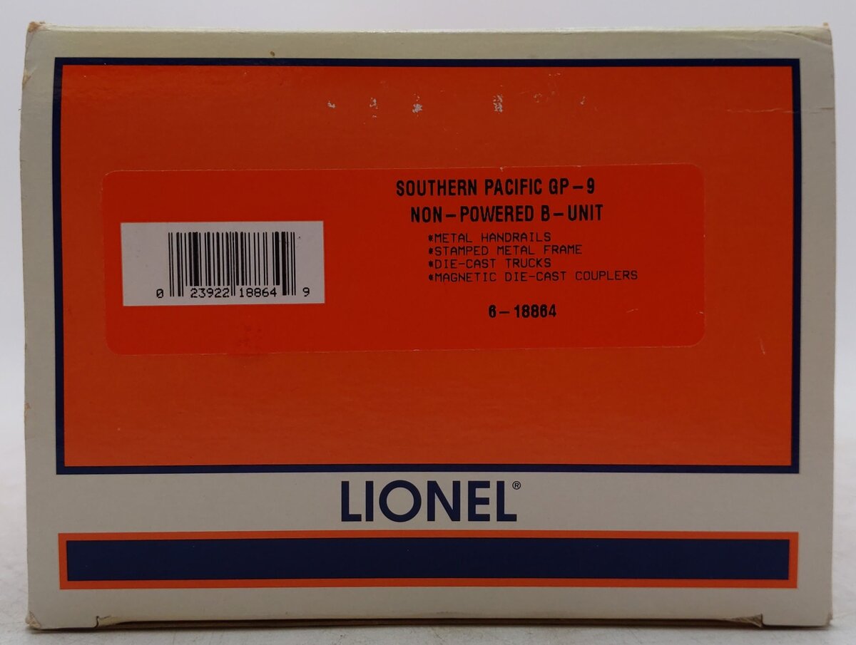 Lionel 6-18864 O Southern Pacific Gp-9 Non Powered Diesel B Unit #2386 EX/Box