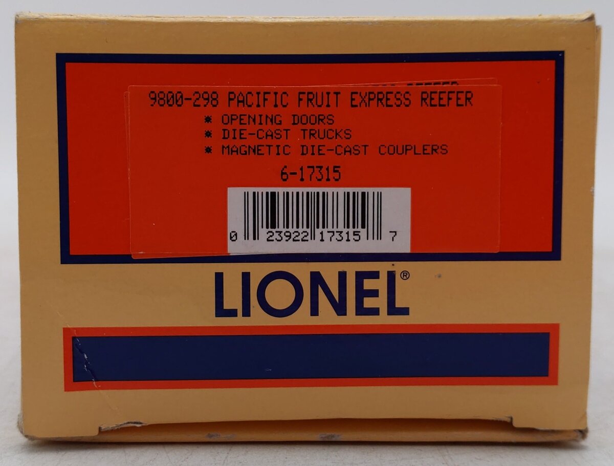 Lionel 6-17315 O Gauge Pacific Fruit Express Refrigerator Car #9800-298 LN/Box