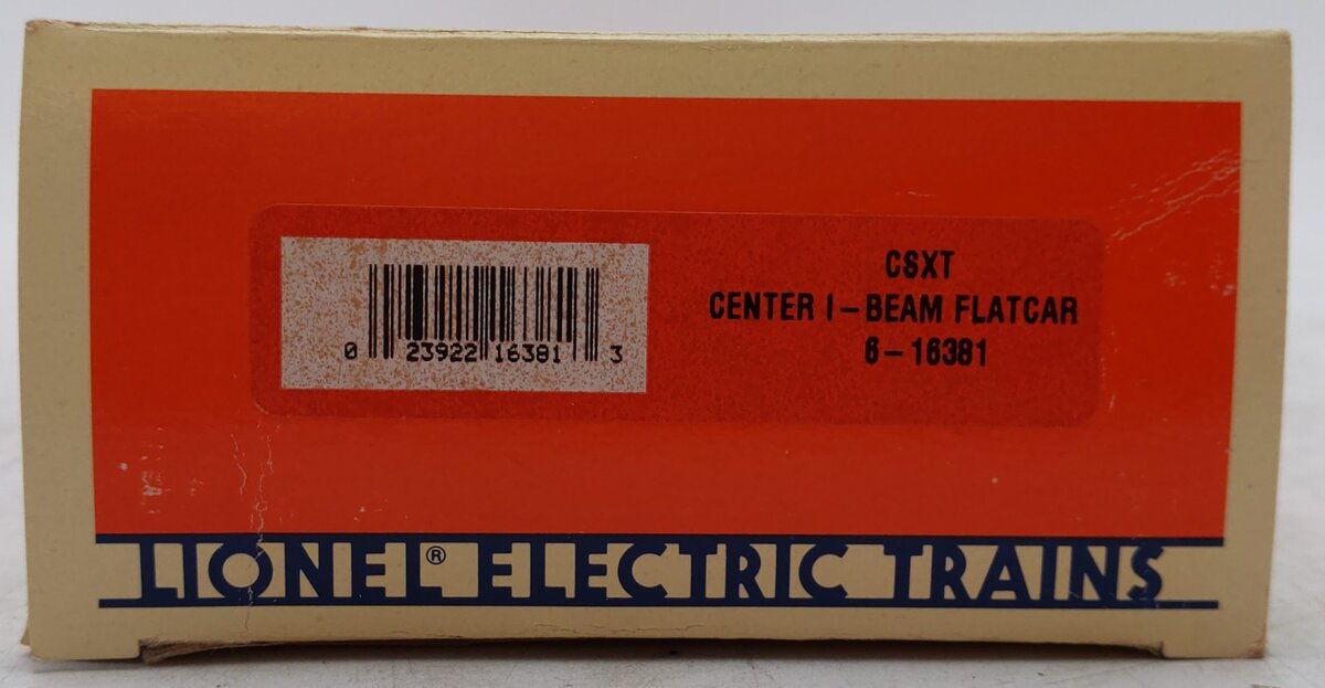 Lionel 6-16381 O Gauge CSXT Center I-Beam Flatcar w/ Wood Load EX/Box