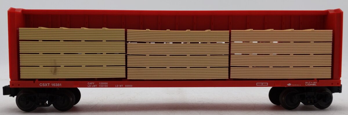 Lionel 6-16381 O Gauge CSXT Center I-Beam Flatcar w/ Wood Load EX/Box