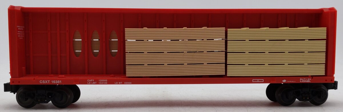 Lionel 6-16381 O Gauge CSXT Center I-Beam Flatcar w/ Wood Load EX/Box