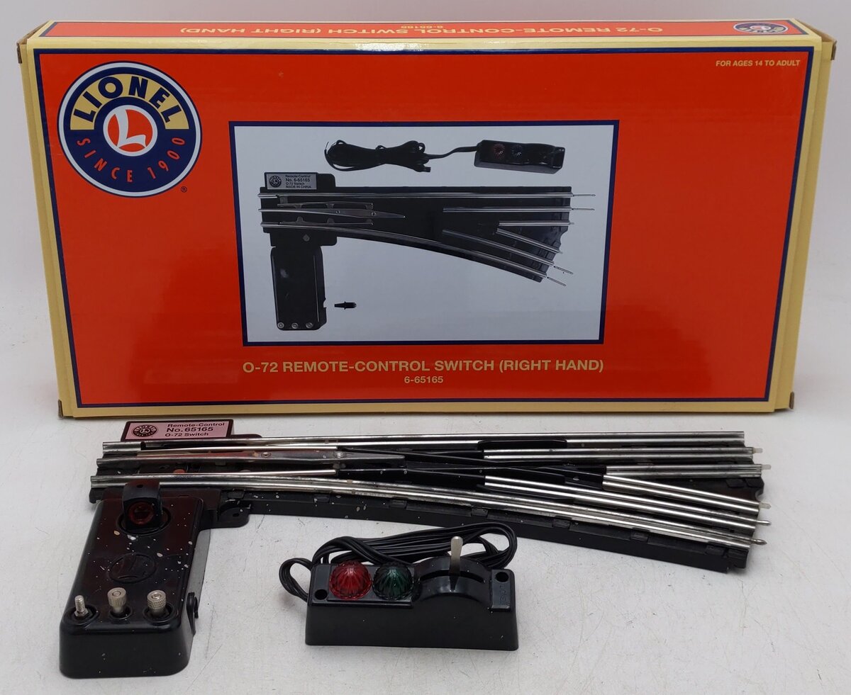 Lionel 6-65165 O72 Right Hand Remote Control Switch Turnout VG/Box