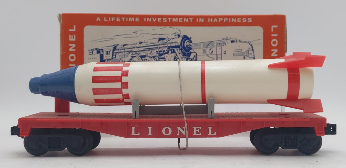 Lionel 6407 VIntage O Flatcar w/ Large Rocket - Rare EX/Box