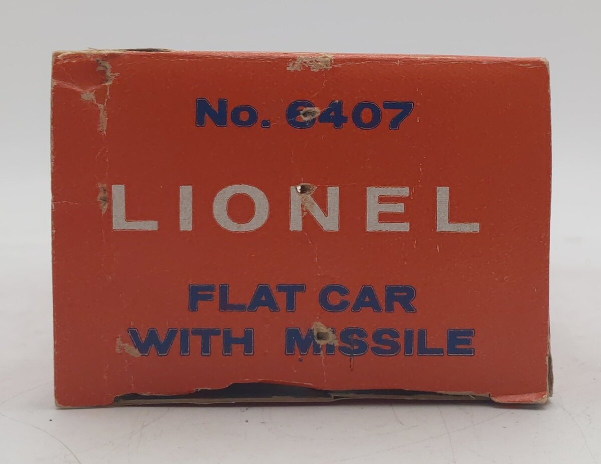 Lionel 6407 VIntage O Flatcar w/ Large Rocket - Rare EX/Box