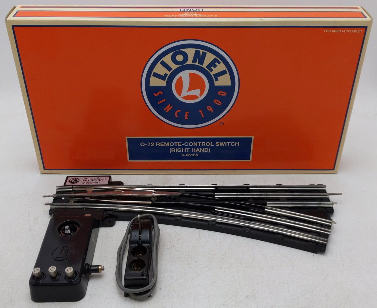 Lionel 6-65165 O72 Right Hand Remote Control Switch Turnout VG/Box