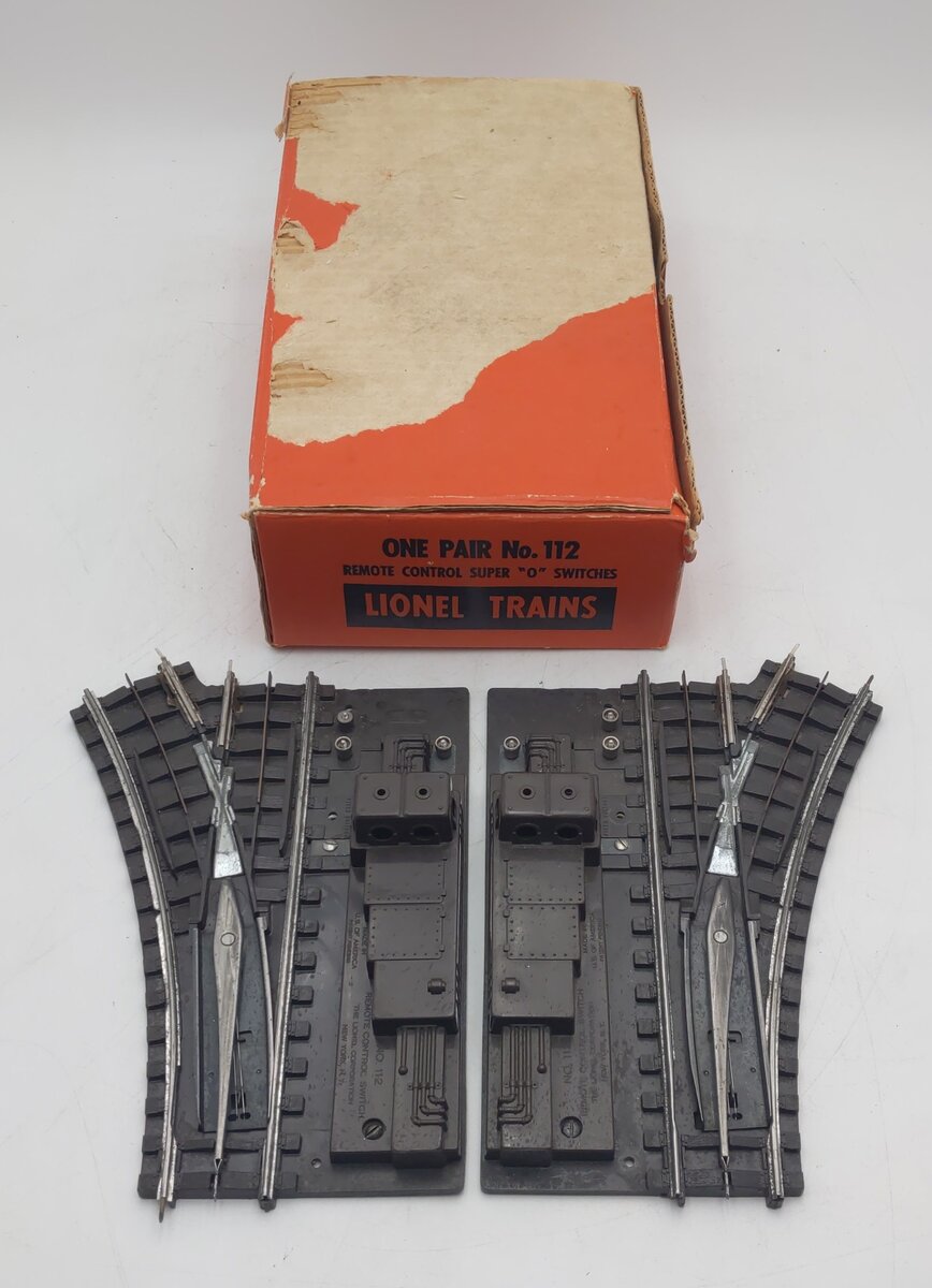 Lionel 112 Vintage LH & RH Super O Remote Control Switches (Pair of 2) VG/Box