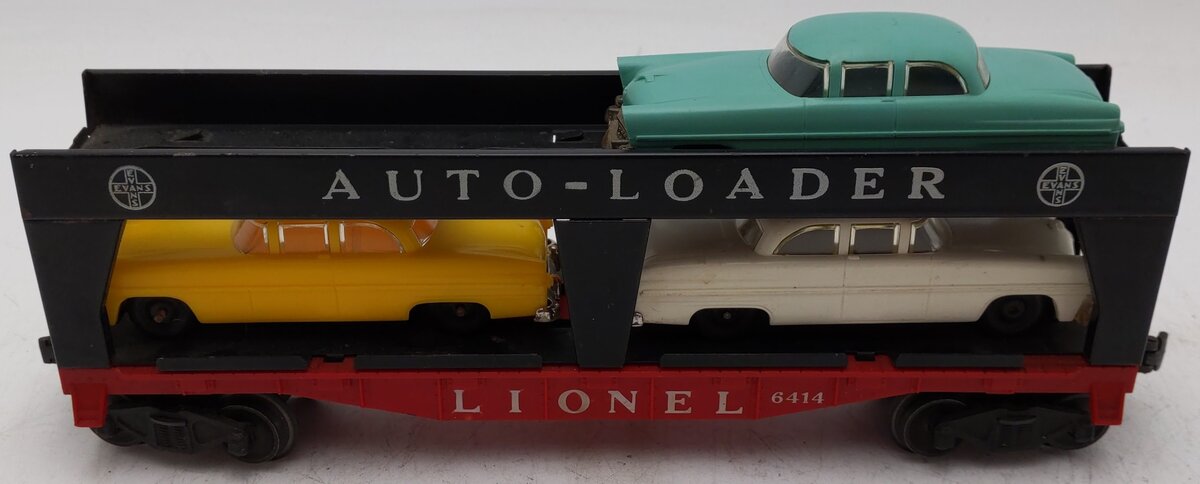 Lionel 6414 Vintage O Evans Autoloader with 3 Automobiles VG