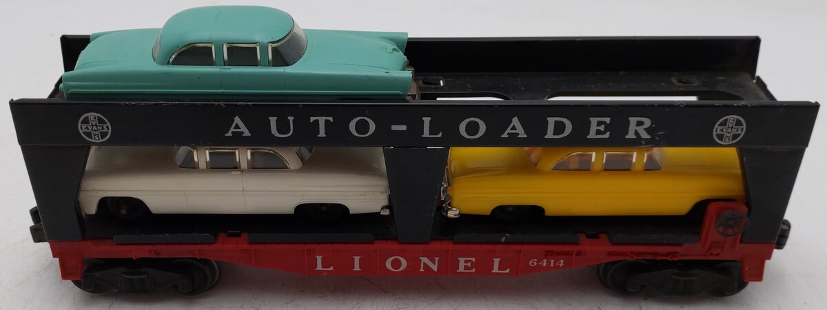 Lionel 6414 Vintage O Evans Autoloader with 3 Automobiles VG