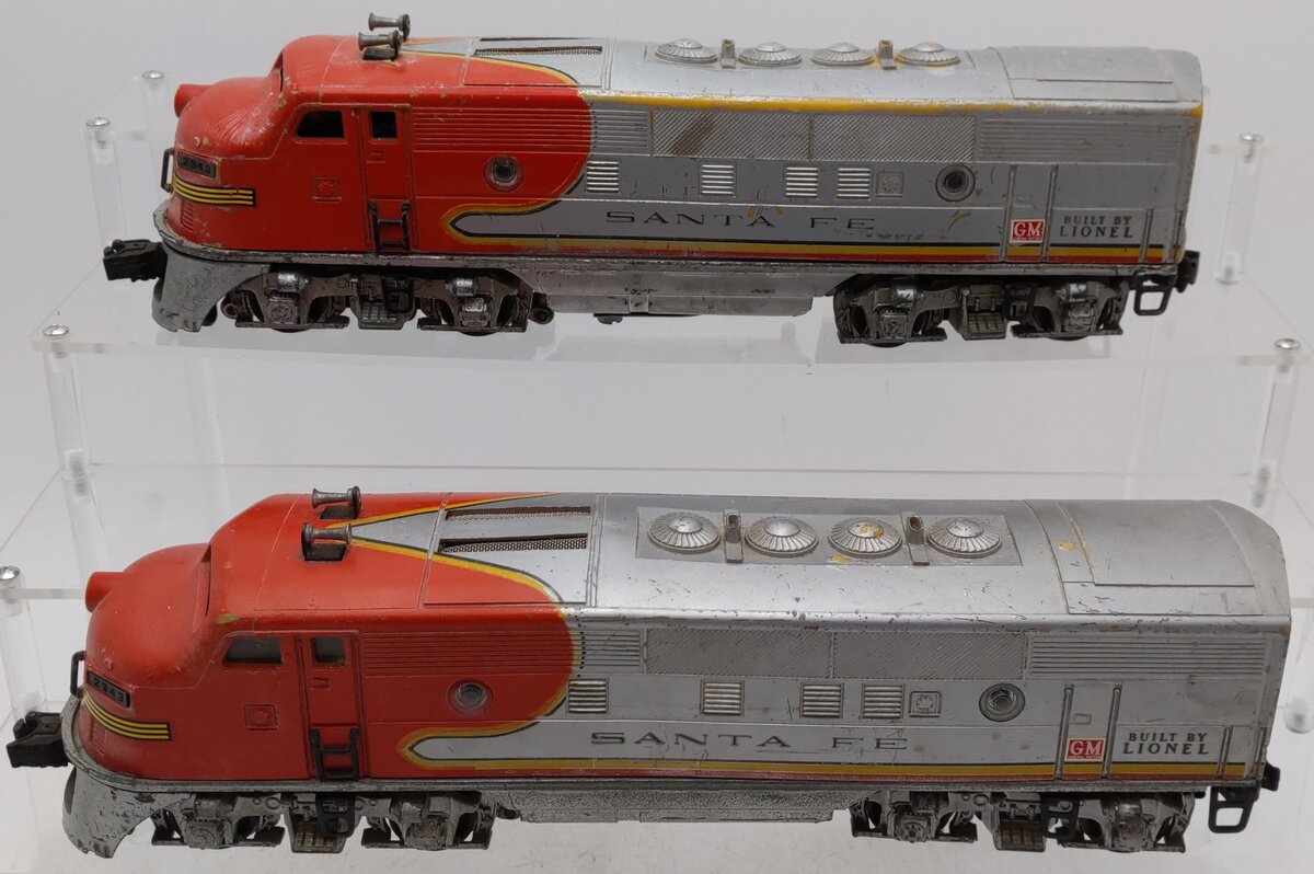 Lionel 2343 Vintage O Gauge Santa Fe F3 AA Diesel Locomotive Set VG