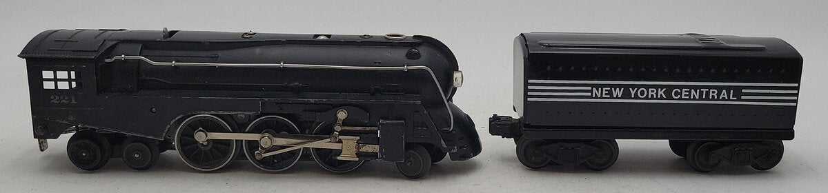Lionel 221 Vintage O NYC Dreyfuss Black 2-6-4 Steam Locomotive & 221-T Tender VG