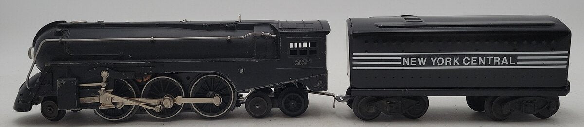 Lionel 221 Vintage O NYC Dreyfuss Black 2-6-4 Steam Locomotive & 221-T Tender VG