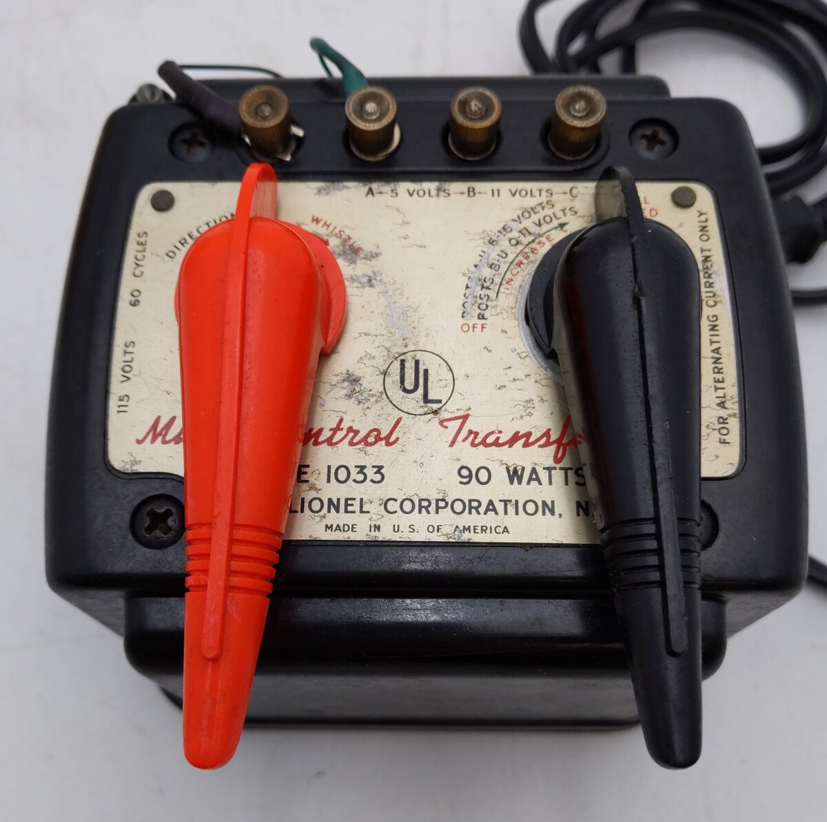 Lionel 1033 Vintage O 90 Watt Transformer w/ Whistle VG/Box