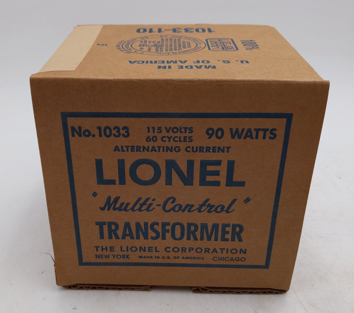 Lionel 1033 Vintage O 90 Watt Transformer w/ Whistle VG/Box