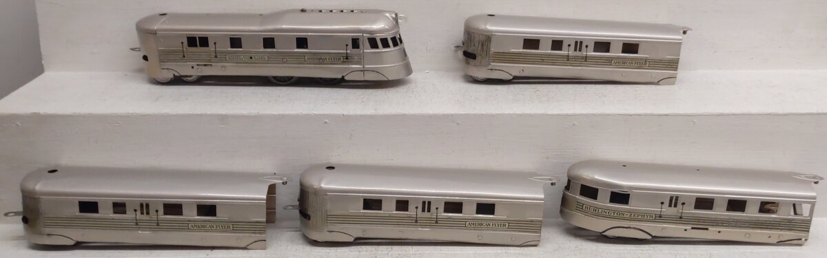 American Flyer 9900 Vintage O 4 Unit Burlington Pioneer Zephyr Set