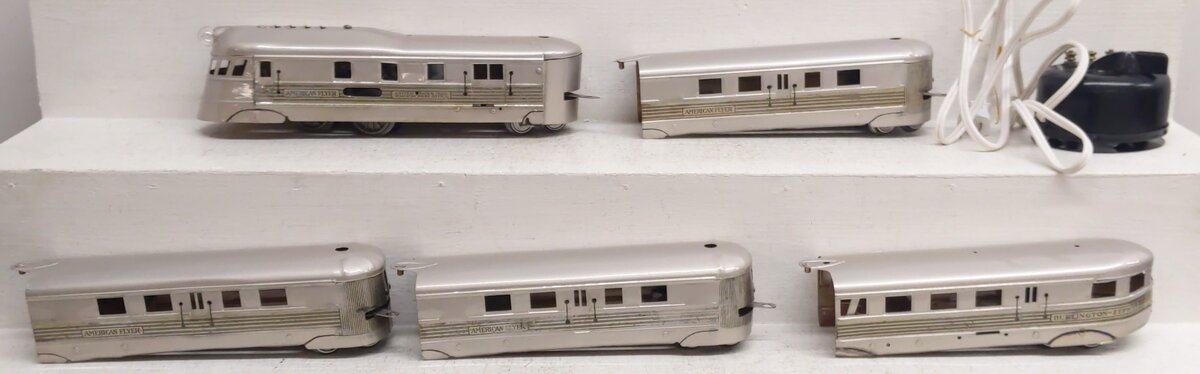 American Flyer 9900 Vintage O 4 Unit Burlington Pioneer Zephyr Set