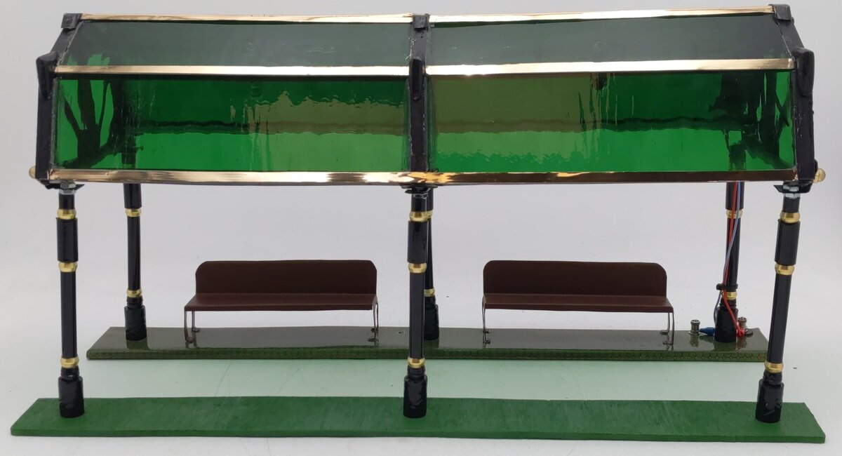 Custom Standard Gauge Green Glass Dome Station Platform w/Lights